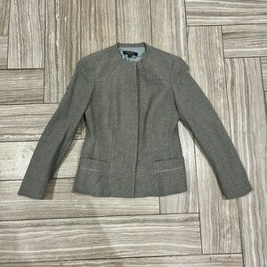 Brooks Brothers Grey Italian Wool Cashmere Silk Stand Collar Blazer US size 4